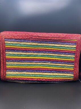 Vintage MCI Colorful Straw Striped Clutch